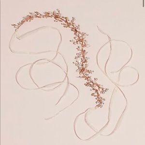 David’s Bridal Rose Gold Wired Floral Sash